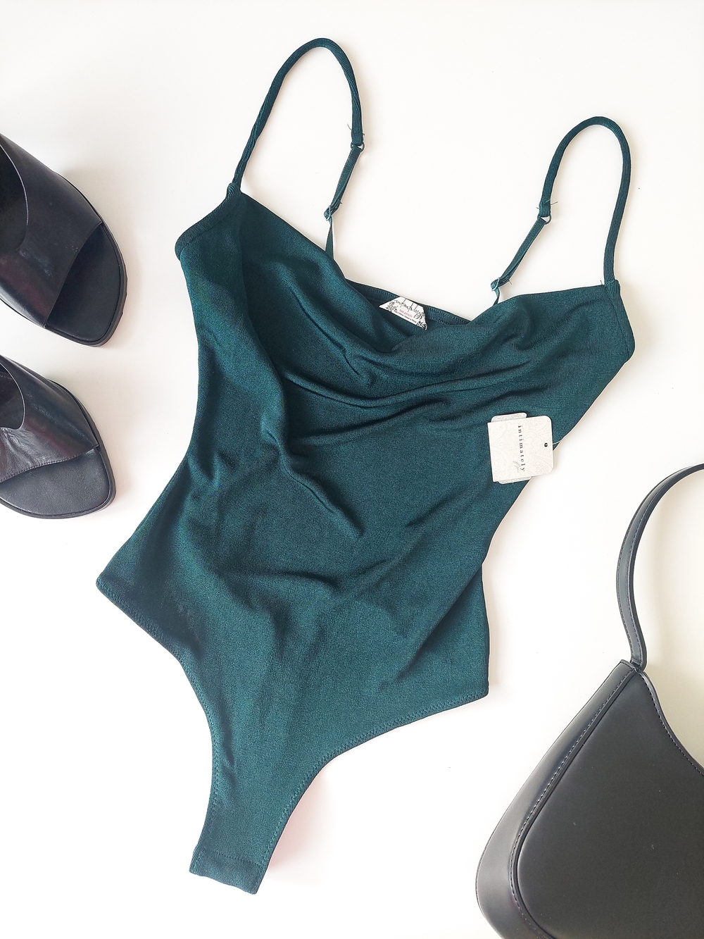 Free People Intimately Bodysuit XS-S Blouse Camisole Tank Top Dark Green NWT